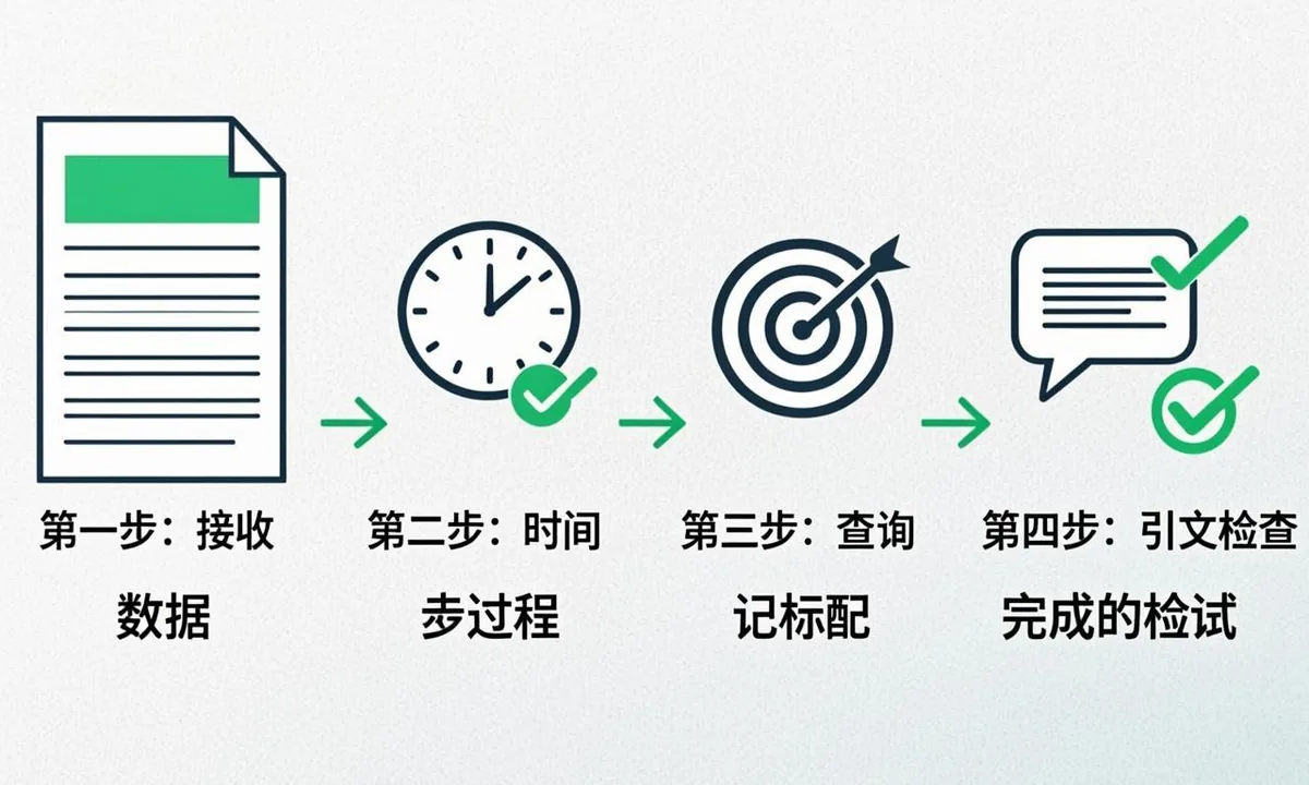 Checklist flow adding an answer block, update date, query match and citation test to a page
