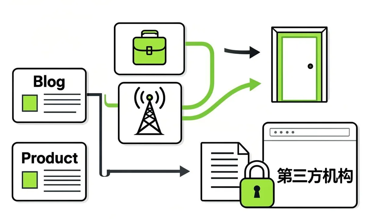 Owned page types routed to eligible endpoints while third party URLs fail an ownership lock