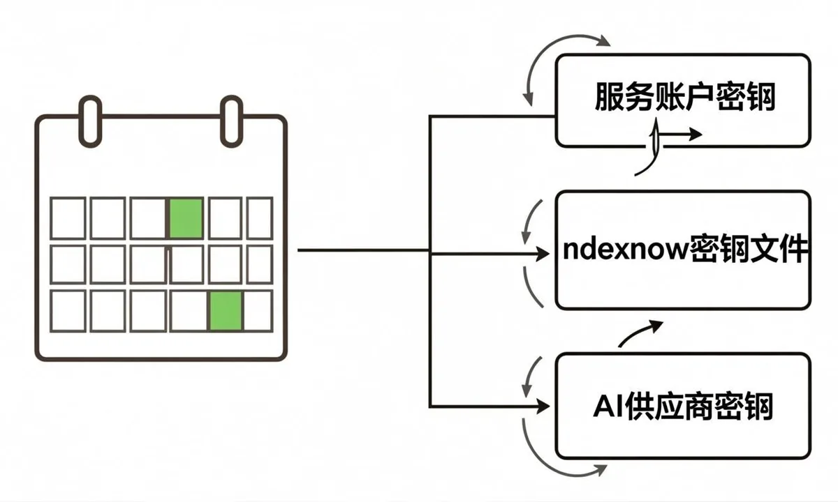 Calendar mapping different rotation intervals for service account, IndexNow and AI provider keys