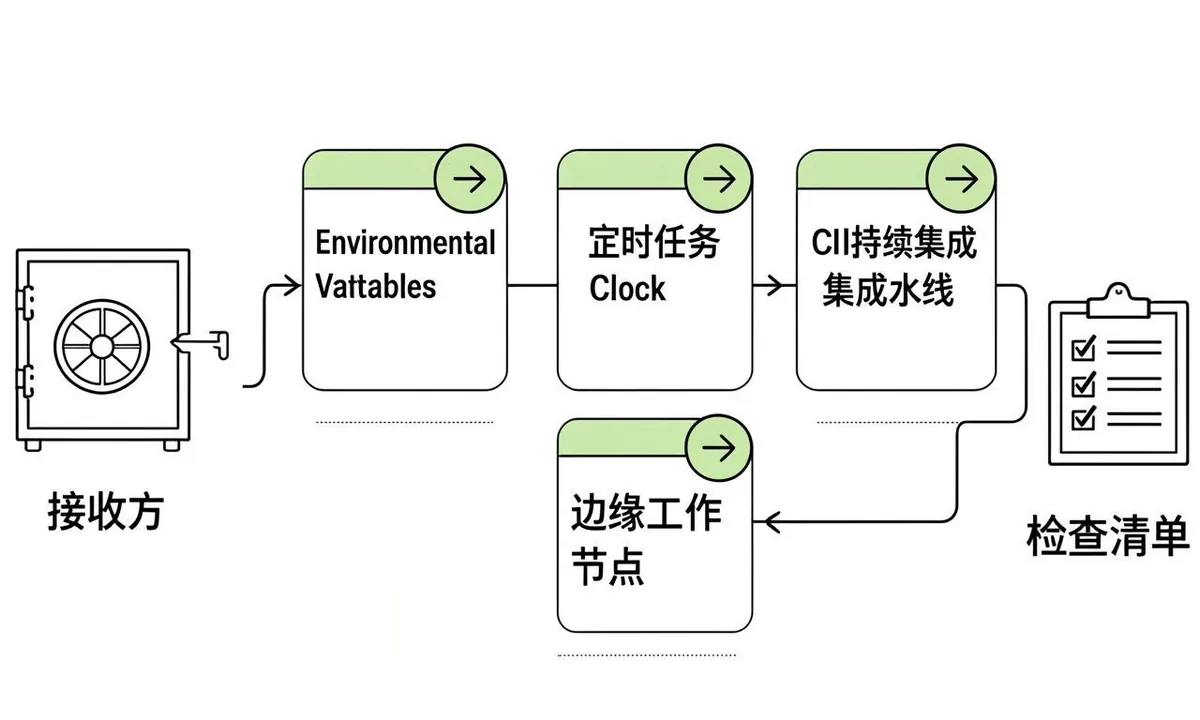 New key propagating from a vault to environment variables, cron jobs, CI secrets and workers