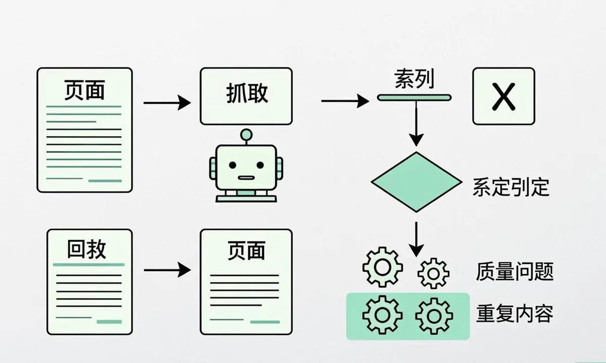 Workflow from submission receipt through crawl to an indexed slot or excluded tray