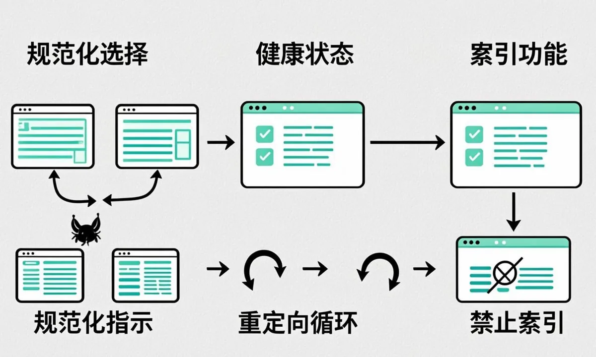 canonical tag indexing diagnostic diagram showing crawl to index flow