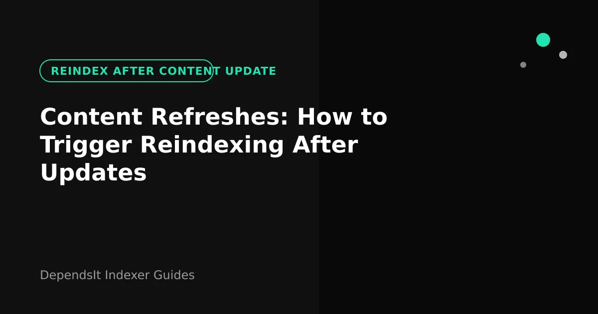 Reindex after content update cover illustration for refresh workflow on dark