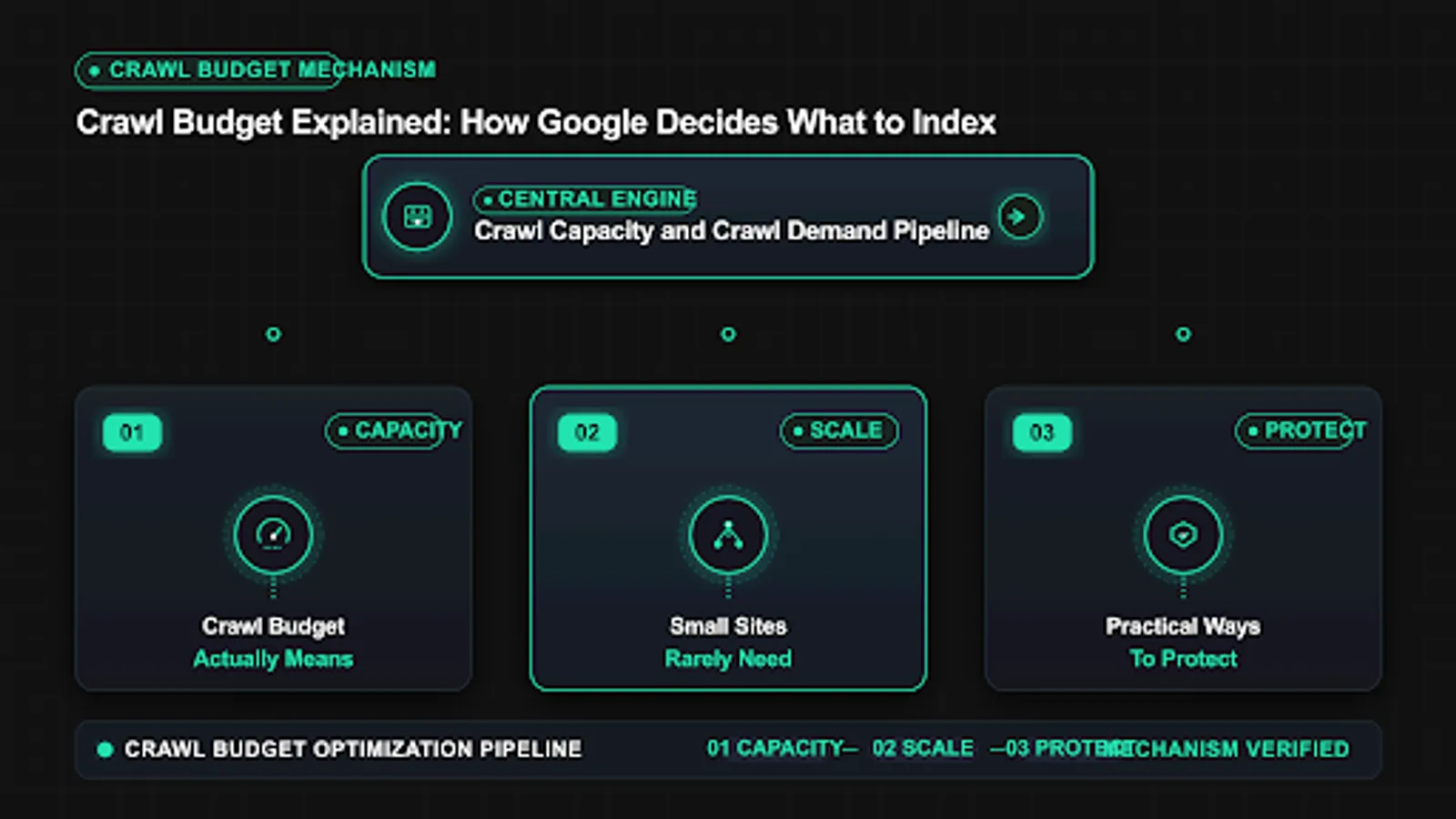 Diagram showing crawl budget flow with crawl, sitemap and queue steps