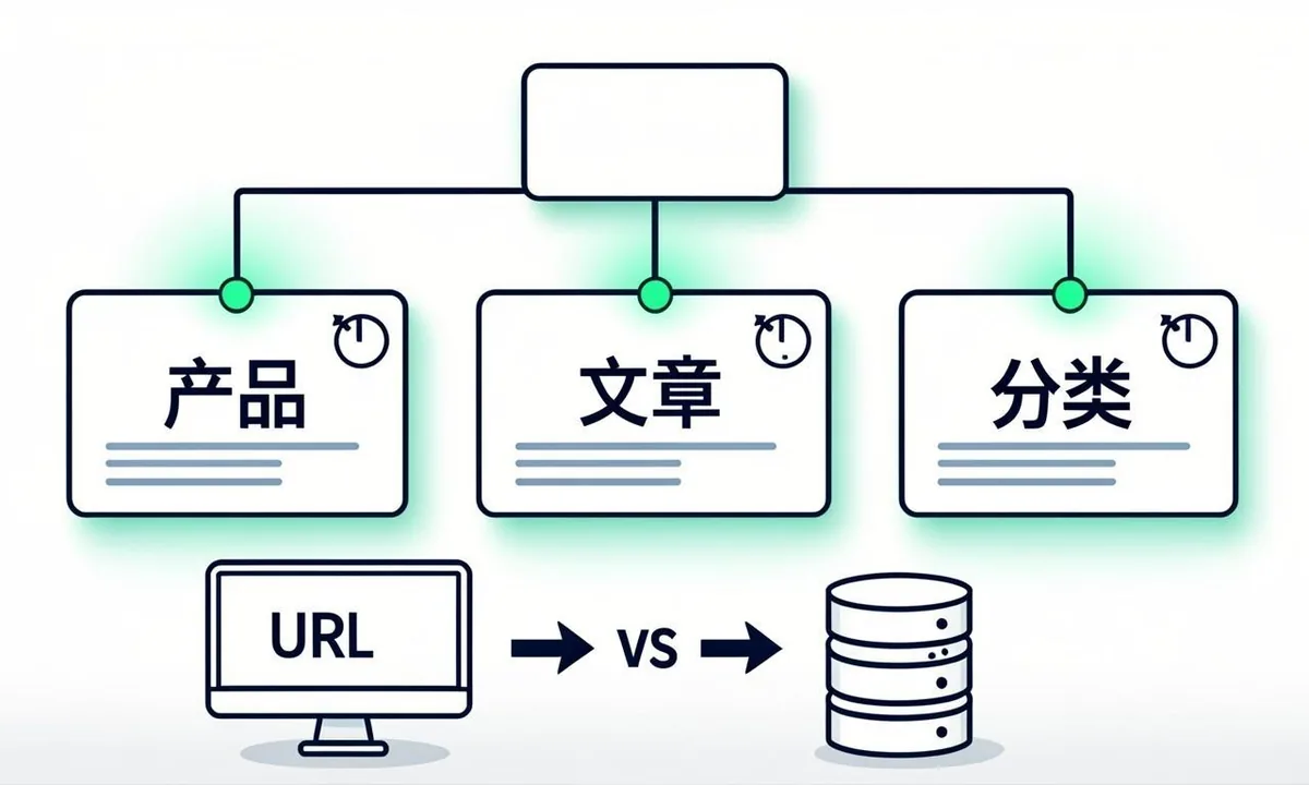 dynamic sitemap diagram: static exports rot within, generating on request versus, caching and performance for