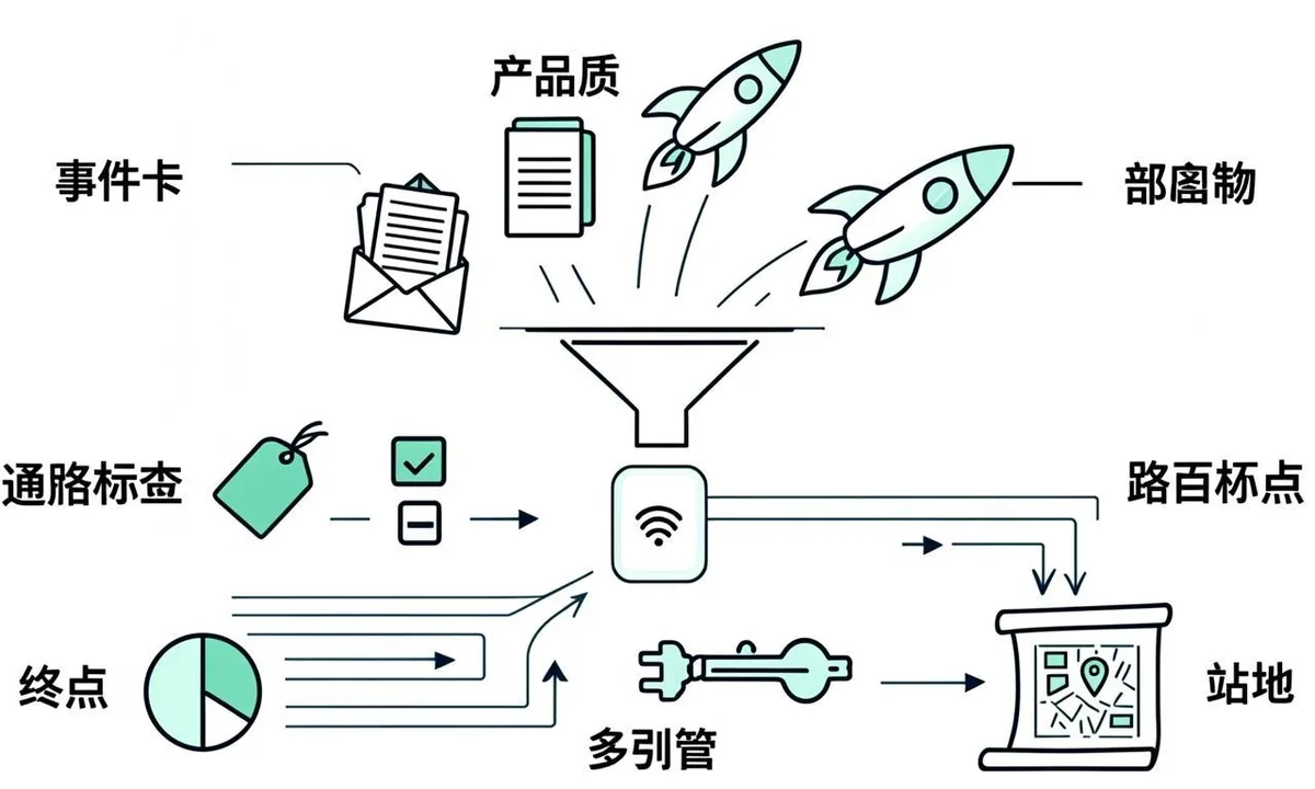 Publish events flow through one intake and router into separate API and sitemap lanes