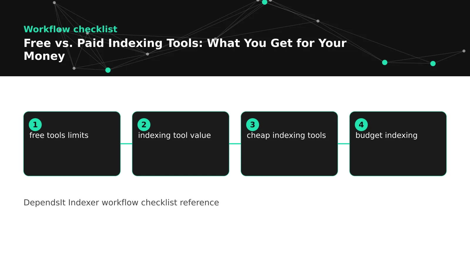 free vs paid indexing tools diagram: paid indexing adds, free is enough, to trial paid without