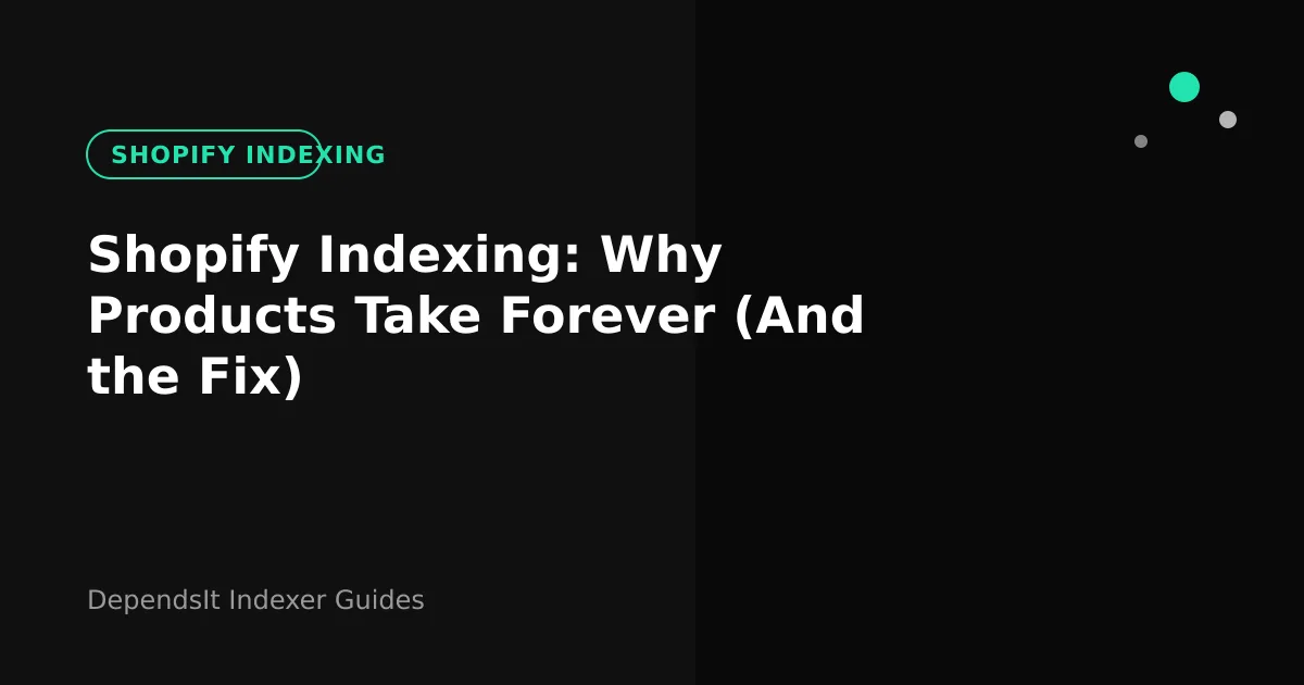Shopify indexing overview with product pages moving through sitemap and IndexNow fixes